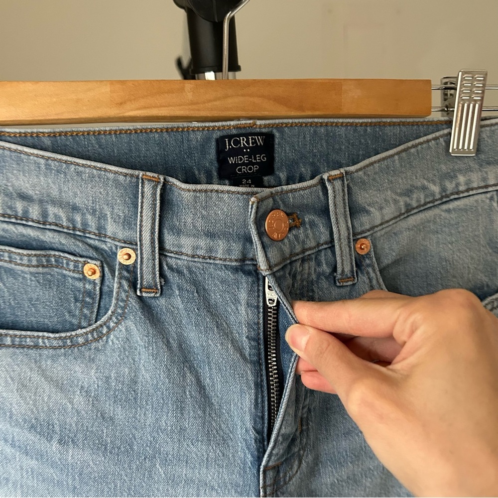 J. Crew Wide Leg Crop Jeans 24 - Picture 4 of 7